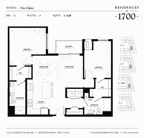 The Claire Floor plan at Residences at 1700, Minnetonka